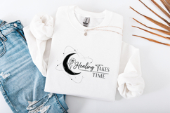 Healing Takes Time SVG - Celestial Moon Floral PNG Design Product Image 1