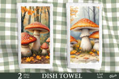 Mushroom Dish Towel Sublimation. Fall Dish Towel Sublimation Product Image 1