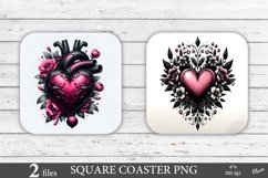 Gothic Heart Coaster PNG. Valentines Day Coaster PNG Product Image 1
