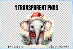 Christmas Elephant Clipart, Baby Elephant Clipart PNG Product Image 2