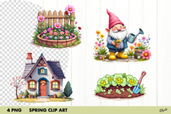 Spring Garden Clipart PNG, Cozy Spring Sublimation Product Image 1