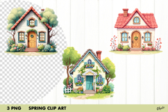 Spring Houses, Spring Garden Clip Art PNG Product Image 1