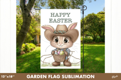Farm Easter Bunny Garden Flag PNG. Cowboy Bunny Sublimation Product Image 1