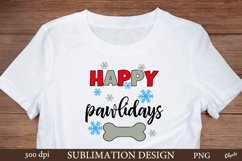 Happy Pawlidays Christmas Dog Quote. Tshirt Sublimation PNG Product Image 1