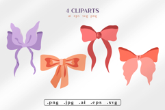 Retro Ribbon Bows Clipart. Cute Girly Vector Illustrations Product Image 2