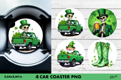 St Patrick’s Day Car Coaster PNG. Car Coaster Sublimation Product Image 1
