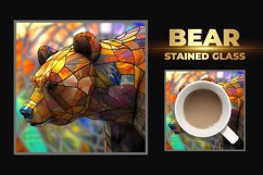 Bear Stained Glass Square Coaster Product Image 1