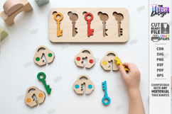 Wooden Key and Lock Puzzle Laser Cut | Montessori Toy | CNC Product Image 1