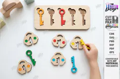 Wooden Key and Lock Puzzle Laser Cut | Montessori Toy | CNC Product Image 1