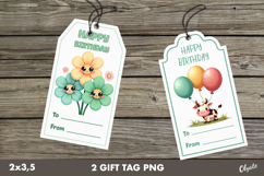 Birthday Gift Tag PNG, Kawaii labels, Gift Tag PNG Product Image 1