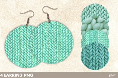 Faux Yarn Earrings, Mint Knitting Earrings Round PNG Product Image 1