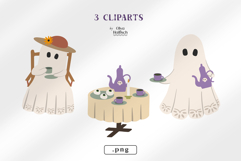 Cute Ghosts Clipart. Spooky Halloween Tea Party PNG Product Image 2