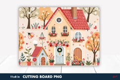 Spring House Cutting Board PNG, Spring Scandinavian Cabins Product Image 1