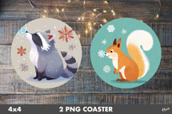Christmas Cute Animal Round Coaster PNG Product Image 1