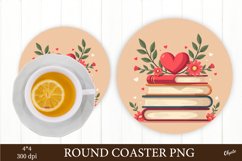 Book with heart PNG. Valentine Coaster Sublimation Product Image 1
