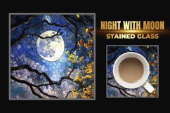 Night With Moon Stained Glass Square Coaster Product Image 1