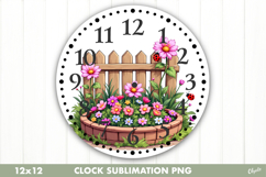 Spring Clock Sublimation. Garden Clock Design PNG Product Image 1