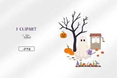 Cute Ghost PNG. Spooky Halloween Garden Ghost Clipart Product Image 2