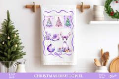 Christmas Frame Dish Towel PNG. Watercolor Christmas PNG Product Image 1
