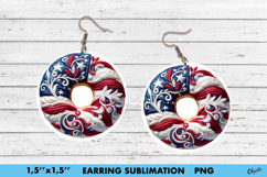 Patriotic Earring Sublimation. Round Earring Product Image 1
