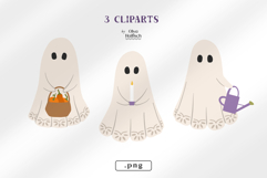 Cute Ghosts Clipart. Spooky Halloween PNG Product Image 2