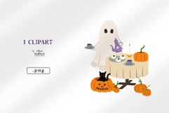 Ghost Tea Party PNG. Spooky Halloween Ghost Clipart Product Image 2