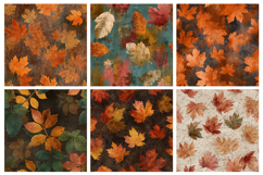 Fall Leaves Grunge Seamless Pattern and Digital Paper Product Image 2