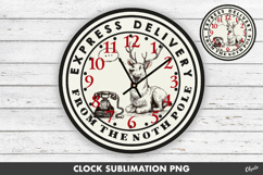 Christmas Clock Sublimation PNG. Clock Design PNG Product Image 1