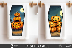 Coffin Dish Towel PNG. Pumpkin Dish Towel Sublimation PNG Product Image 1