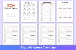 Editable 2024 Planner &amp; Agenda Canva Interior Product Image 2