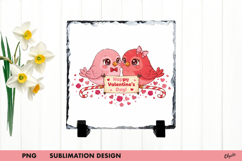 Valentine Birds Slate Sublimation, Lovery Birds PNG Product Image 1