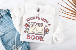 Escape Into A Book Open Book Reading Lover Shirt Design Product Image 3