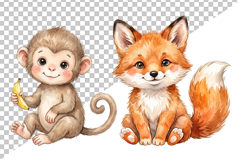 Watercolor Animal Babies Clipart | Watercolor Animal PNG Product Image 2