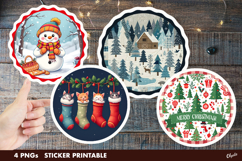 Christmas Stickers Sublimation. Christmas Round Sticker Product Image 1