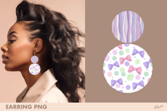Pastel Earrings Design PNG, Cute Earring Sublimation Product Image 1