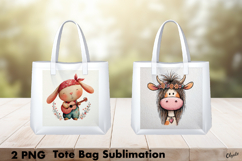 Funny Valentine Tote Bag PNG, Whimsical Animal Sublimation Product Image 1