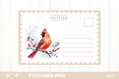 Christmas Card PNG. Cardinal Postcard PNG Product Image 1
