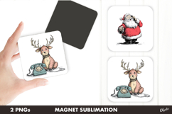 Christmas Eve Magnet PNG. Fridge Magnet Sublimation Product Image 1