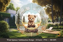 Baby Bear Watercolor Wind Spinner Sublimation Designs 2 Product Image 1