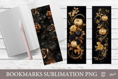 Halloween Bookmark PNG. Dark, Golden Pumpkin Sublimation PNG Product Image 1