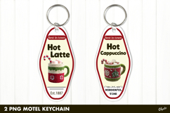 Christmas Motel Keychain PNG. Hot Coffee Quote PNG Product Image 1