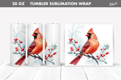 Watercolor Cardinal Tumbler Sublimation, Christmas Tumbler Product Image 1