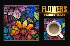 Flowers Stained Glass Square Coaster Product Image 1