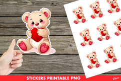 Cute Lovely Bear with Heart Sticker PNG Product Image 1