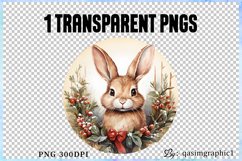 Christmas Rabbit Clipart, Baby Rabbite Clipart PNG Product Image 2