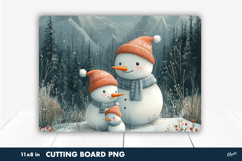 Cute Family Snowman PNG. Kitchen Cutting Board PNG Product Image 1