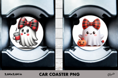 Cute Ghost Car Coaster PNG. Halloween Car Coaster PNG Product Image 1