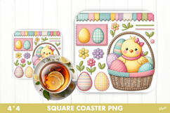 Easter Rustic Patchwork Coaster Sublimation PNG Product Image 1