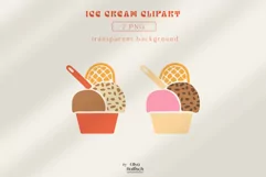 Sweet Ice Cream PNG. Cute Retro Ice Cream Cups Clipart Product Image 2