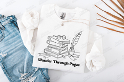 Wander Through Pages Book Lover Vintage Line Art Design Product Image 2